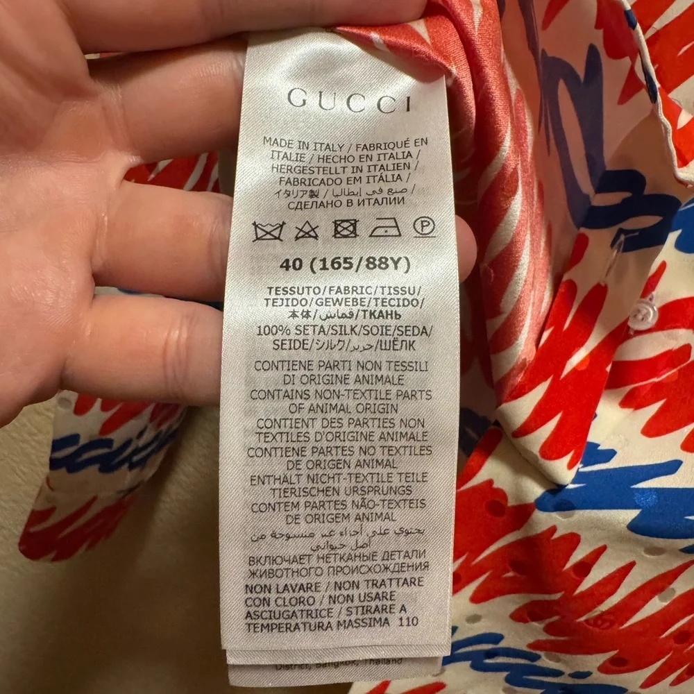 New Authentic Gucci GG Logo Silk Button Shirt and Bikini Top Size 40 / US M - Picture 11 of 13